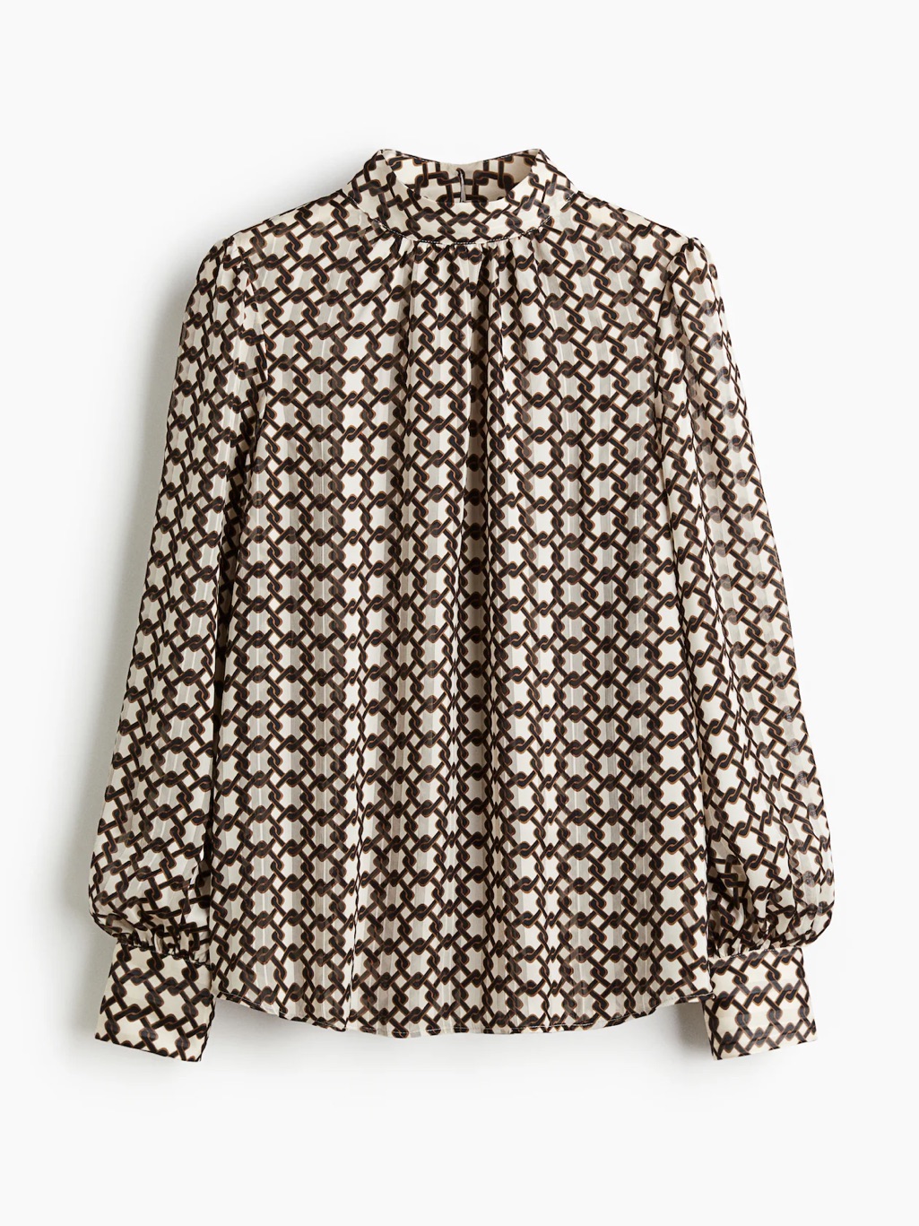 H&M Brown And Cream Floral-Print Long Sleeve Shirt
